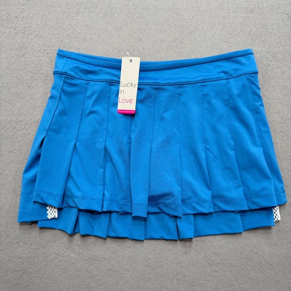 Lucky in Love Pants - NEW Lucky In Love Tennis Skort Women's Large Blue Pleated Vaportex Athletic Golf